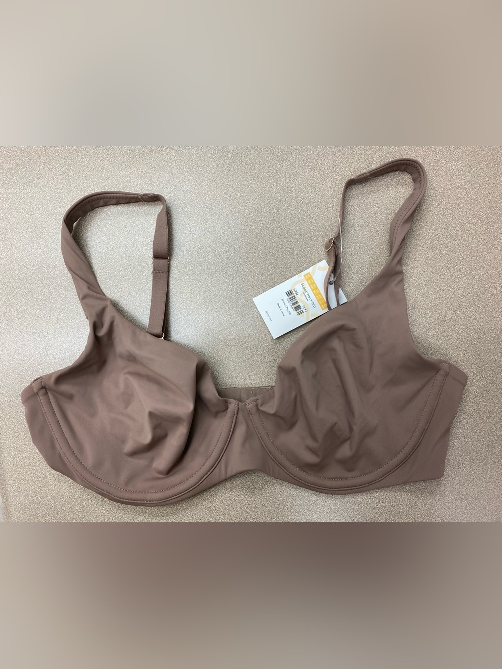 Delimira Scoop Neck Underwire Bra 36C Brown Purple Minimalist Smooth Unlined